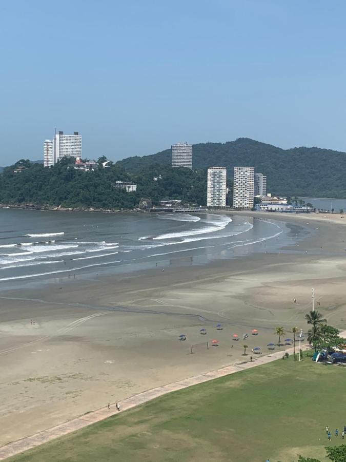 Sao Vicente Itarare Predio Frente Mar Apto Fundo Vista Parcial Eksteriør billede