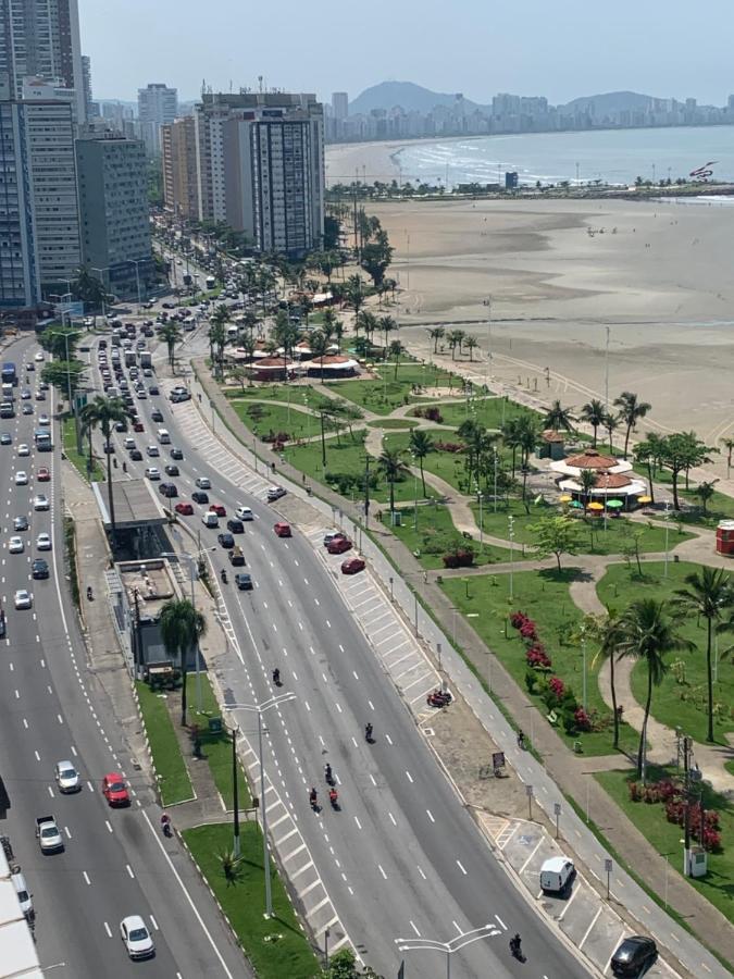 Sao Vicente Itarare Predio Frente Mar Apto Fundo Vista Parcial Eksteriør billede